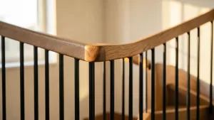 balustrada metal drewno