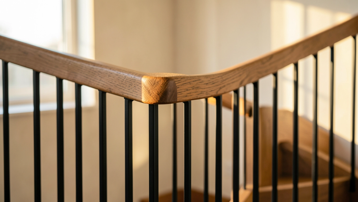 balustrada metal drewno